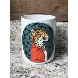 RARE West Elm Rachel Kozlowski Dapper Jaguar Cheetah Candle in Cedar Glow
